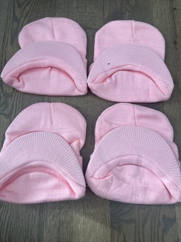 Little Me Pink Beanie Hats For Toddlers One Size Lot Of 4 - Image 1