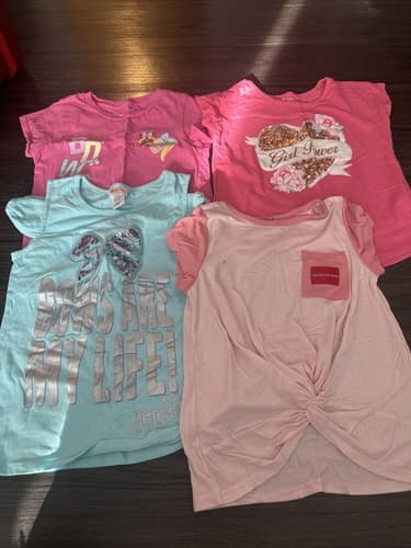 Lot Of 4 Girls T Shirts - Short Sleeve Size Medium 7-8 - Image 1