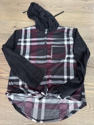 Rue 21 Woman’s Size Medium Black Long Sleeve Shirt Hoodie - Image 1
