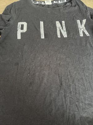 Victoria's Secret PINK Short Sleeve Shirt Size Medium Black - Thumbnail 2