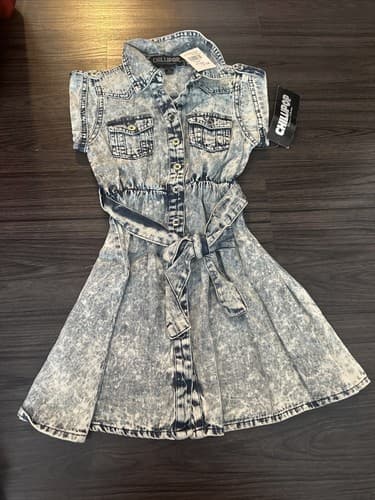 Chillipop Girls Blue Denim Jean Dress Size 6x New - Image 1