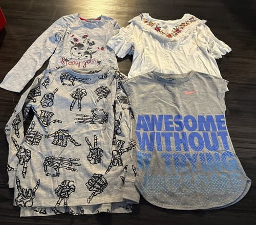 Lot Of 4 Girls T Shirts - Short And Long Sleeve Size S (6/7) - Image 1