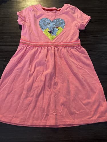 Cat & Jack Girls Pink Short Sleeve Knee Length Dress Size Medium 7/8 - Image 1