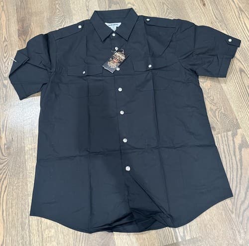 Men's Size 2xl Short Sleeve Button Down Black Shirt - Image 1