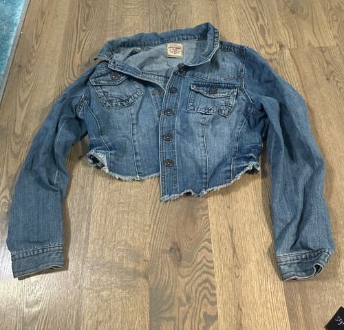 CROPPED DENIM JACKET Vintage Juniors Size XL - Image 1