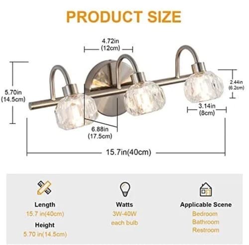 Brushed Nickel Bathroom Vanity Lightbathroom Wall Sconce Lighting - Thumbnail 2