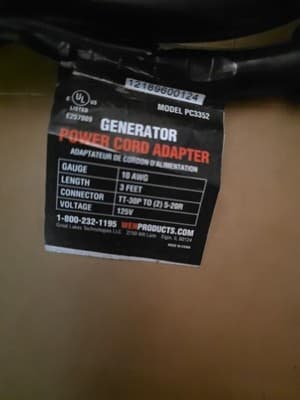 WEN PC3352 3 Feet 10-Gauge SJTW Generator Extension Cord Splitter - Thumbnail 2