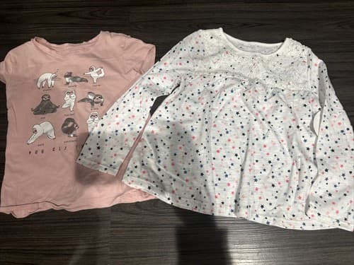 Kids Girls Long And Short Sleeve T-Shirt Size 5- 2 Pack - Image 1