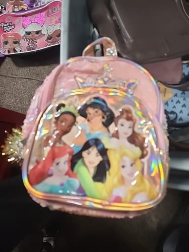 Girls New Youth Cartoon Disney princess Mini Backpack Bookbag Purse Pink 10" - Image 1