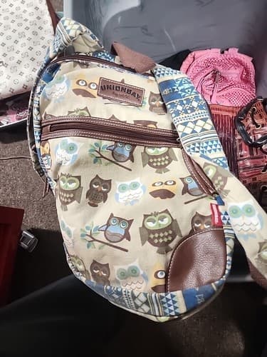 Union Bay Reversible Mini Backpack One Side Owls One Side Boho Distressed Vtg - Image 1