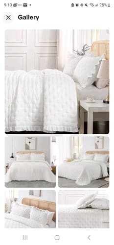 3-Piece Queen Quilt Set - Soft Warm Ultrasonic Reversible Pleated Ruffled Cov... - Image 1