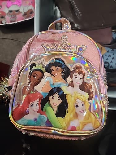 Girls New Youth Cartoon Disney princess Mini Backpack Bookbag Purse Pink 10" - Thumbnail 2