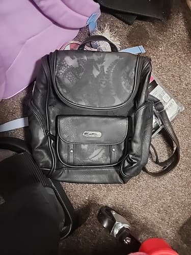MultiSac Backpack Shoulder Bag Purse Travel Multi Sac Faux Leather Black Small - Thumbnail 3