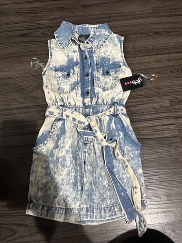Girls Soft Denim Blue Romper And Tank Top Shirt Size S (6/6X) New - Thumbnail 2