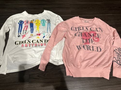 Barbie Doll Shirt Girls S 6 6X Pink Long Sleeve And White Graphic Tee - Image 1