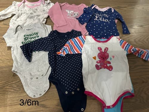 Baby Girl Lot Of 6 Clothes One Piece Short Sleeve 3/6 Months - Image 1