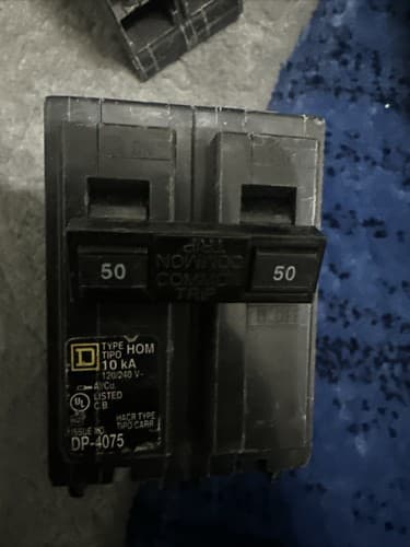 Square D HOM250 DP-4075 Double Pole 50 AMP Circuit Breaker - Image 1