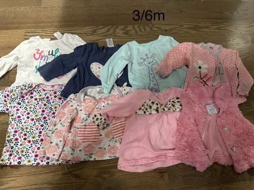 Baby Girl Lot Of 8 Clothes Long Sleeve Shirts Size 3/6m - Image 1
