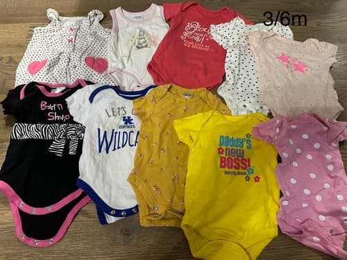 Baby Girl Lot Of 10 Clothes One Piece Short Sleeve 3/6 Months - Image 1
