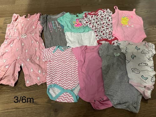 Baby Girl Lot Of 9 Clothes One Piece Short Sleeve 3/6 Months - Image 1