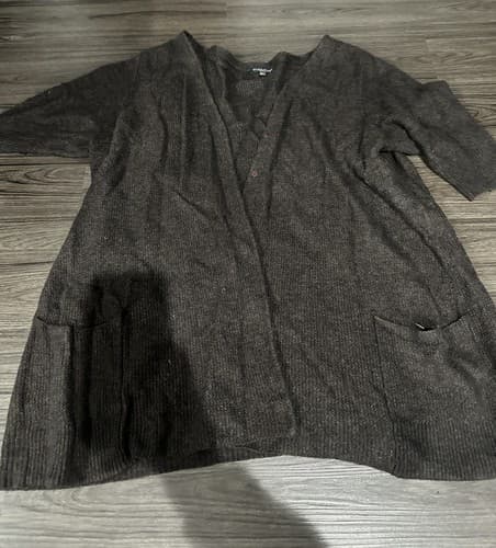 EILEEN FISHER viscose Blend Front Zipper Long Sleeve Brown Sweater Jacket Sz 2X - Image 1