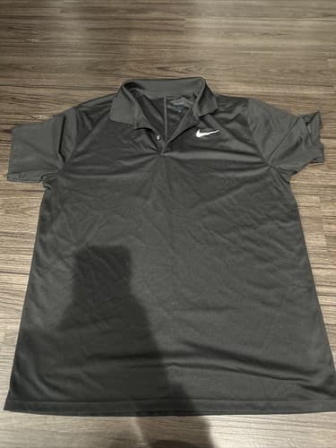 Nike Shirt Men's Medium Black Short Sleeve Polo Dri-Fit Collared Logo Pullover - Image 1
