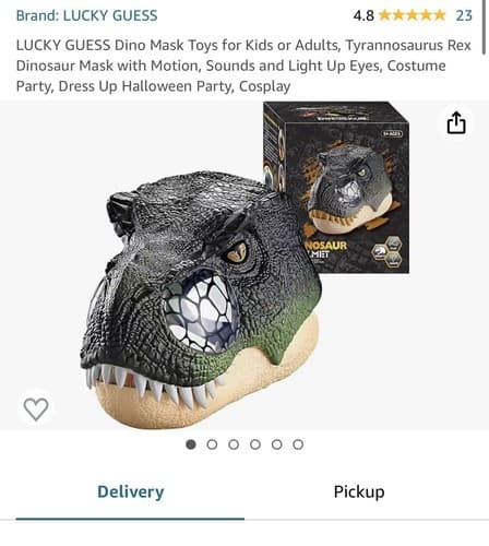 LUCKY GUESS Dino Mask Toys for Kids or Adults, Tyrannosaurus Rex - Image 1