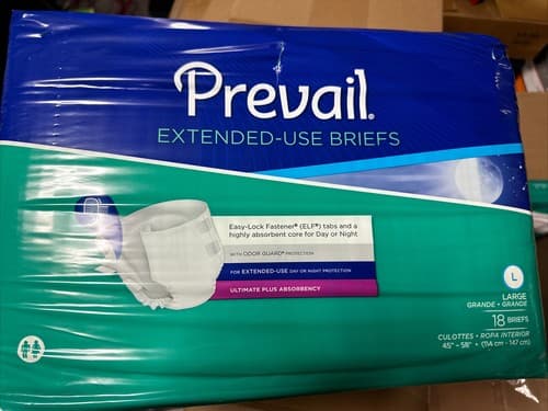 Prevail Extended Use Adult Brief Diaper, LARGE, Pack of 18 - Image 1