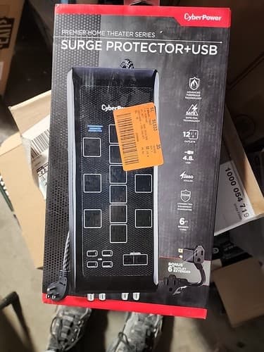 CyberPower 12 Outlet Surge Protector 6 ft Braided Cord USB Coax HT1206UC2RC1 - Image 1