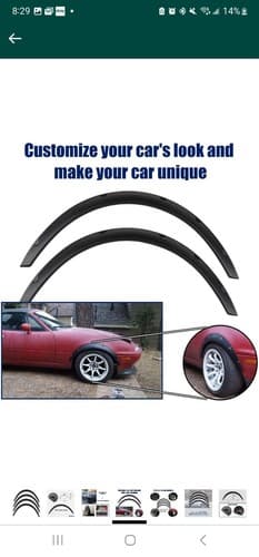 Fender Flares Fits 4PC Universal Flexible Front+Rear Car Extra Wide Wheel Arches - Image 1