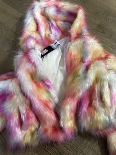 Fashion Nova Fur Sure Hooded Jacket Pink/combo Size Small New - Thumbnail 2