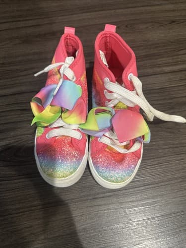 Jojo Siwa Glitter High Top w/bow Shoes Girls Size 13 - Image 1