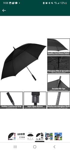 MRTLLOA 68 Inch Automatic Open Black Golf - Thumbnail 2