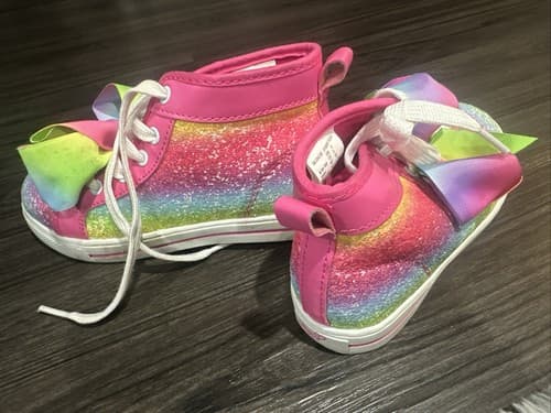 Jojo Siwa Glitter High Top w/bow Shoes Girls Size 13 - Thumbnail 2