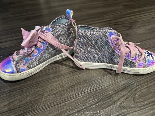 Jojo Siwa Girls Silver Mermaid Scales Bow High Top Sneakers Shoes Size 13 - Thumbnail 2