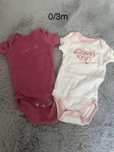 Calvin Klein Baby Girl Lot Of 2 Clothes One Piece Bodysuit Size 0/3 Months - Image 1