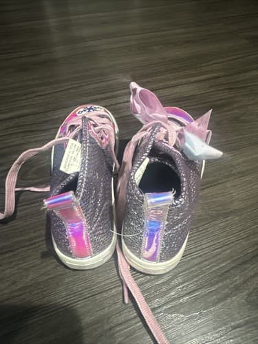 Jojo Siwa Girls Silver Mermaid Scales Bow High Top Sneakers Shoes Size 13 - Thumbnail 3