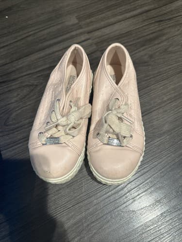 MICHAEL Michael Kors Girls Blush Pink Signature Logo Lace Up Sneakers Size 10 - Image 1