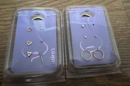 Claire's Stainless Steel 18G/1.0mm Nose Rings 2 Packs Total Of 10 Rings - Image 1