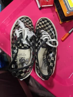 Van's Off The Wall TB4R Clear Checkered Vinyl Sneakers Size 3yVery Rare - Thumbnail 2