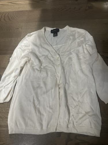 Requirements Women Pale Yellow Sweater With Two Buttons Elegant Medium - Image 1