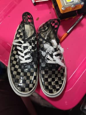 Van's Off The Wall TB4R Clear Checkered Vinyl Sneakers Size 3yVery Rare - Image 1