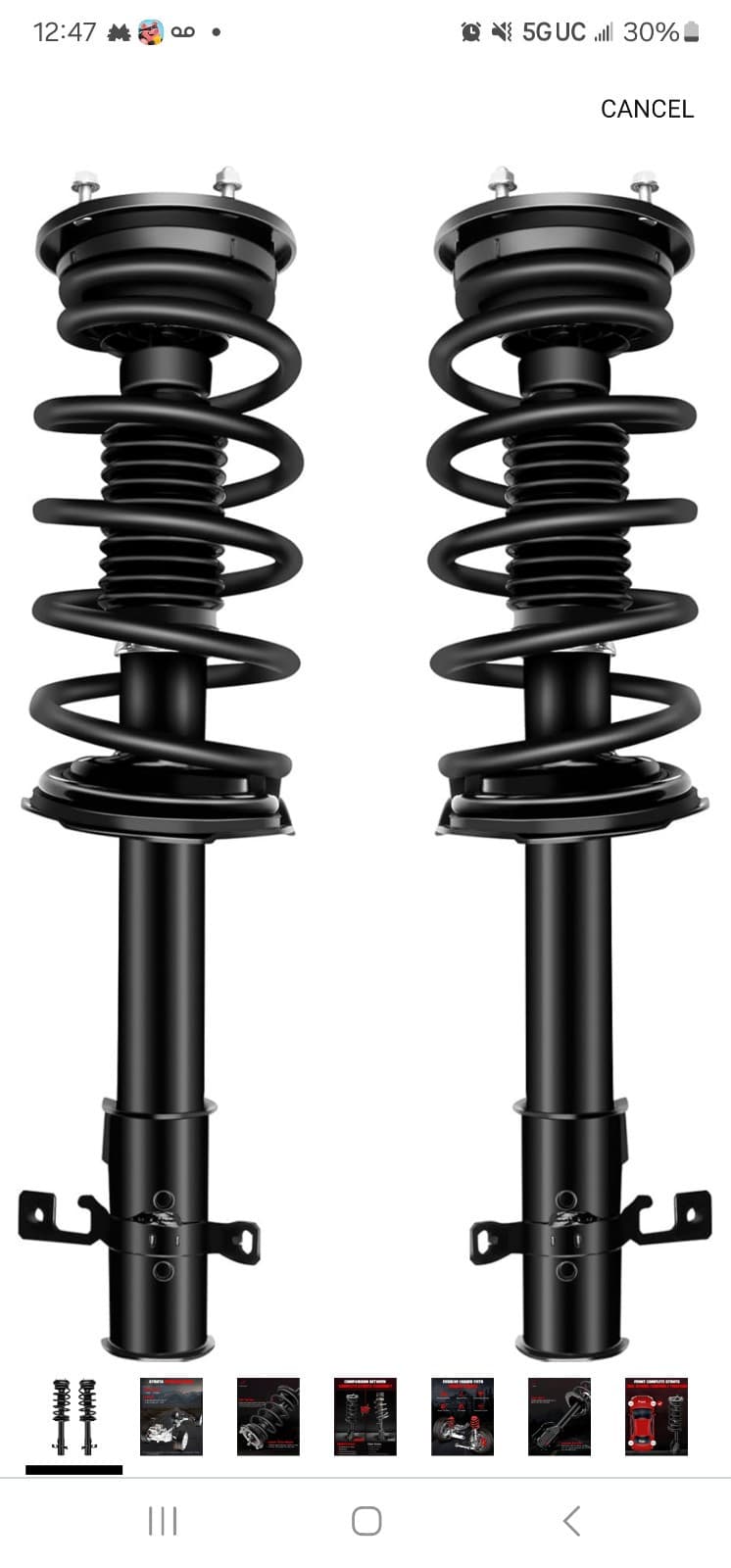 Front Struts Shocks w/Coil Spring Pair Fit For 2007-2010 Ford Edge Lincoln MKX - Image 1