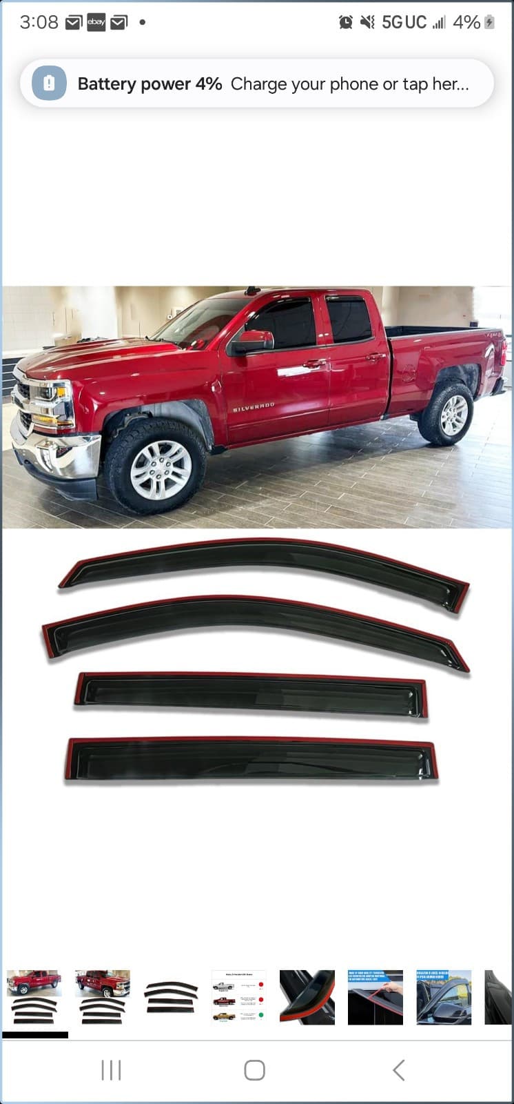 For 2019-2025 Chevy Silverado 1500 Crew Cab In-Channel Rain Guard Window Visor - Image 1