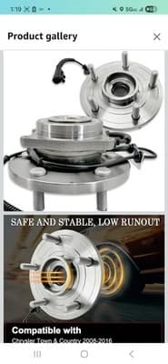 Pair Front Wheel Hub & Bearing For 2008-2016 Dodge Grand Caravan Town & Country - Image 1