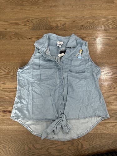 Disney Pixar Toy Story 4 Bo Peep Tie Front Sleeveless Button-Up Size M - Image 1