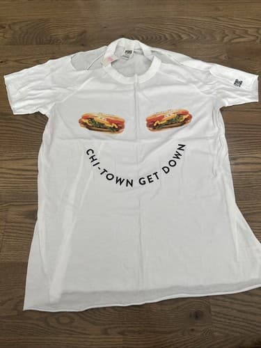PINK Victoria Secret Women’s Size L Short Sleeve Shirt White Chi-town Get Down - Image 1