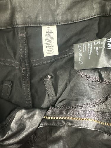 H&M womens faux leather black jegging size US 4 - Thumbnail 2