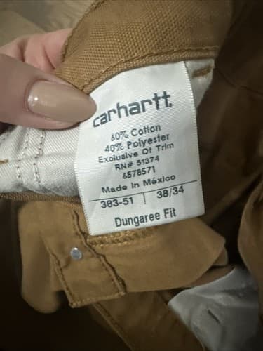 Mens CARHARTT Dungaree Fit Pants Sz 38X34 - Thumbnail 2