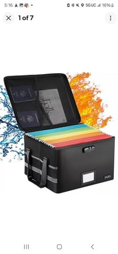 Upgraded File Box with Lock, Fireproof Document File Organizer Box with Water... - Image 1